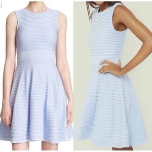 Ted Baker London Nadyne Ottoman Ribbed Fit & Flare Dress in Light Blue sz 2 (M)